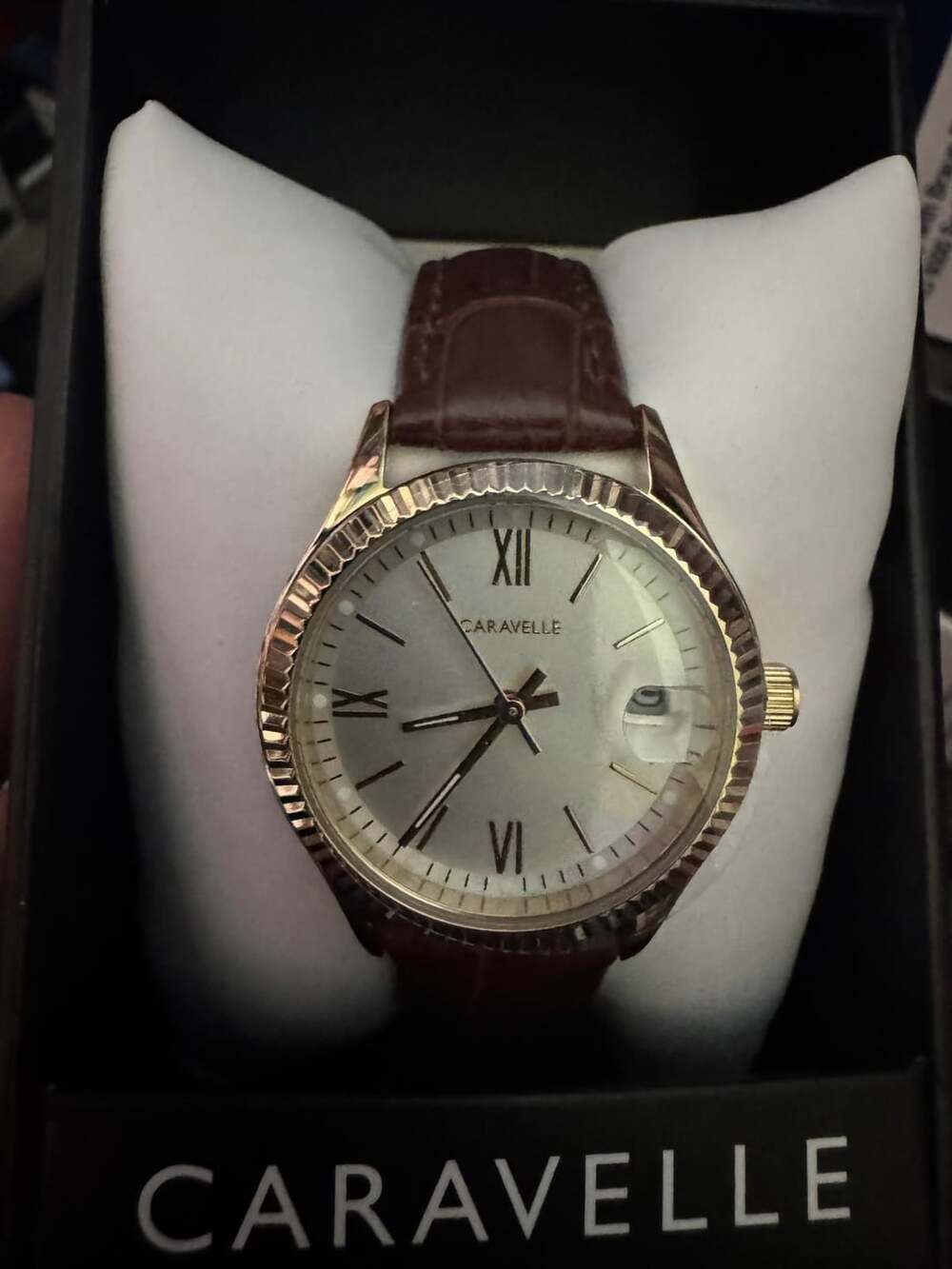 Caravelle by Bulova Quartz Analog Watch with Silver Dial and Brown